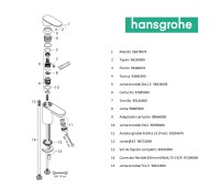 RECAMBIOS MONOMANDO LAVABO 70 VERNIS BLEND HANSGROHE